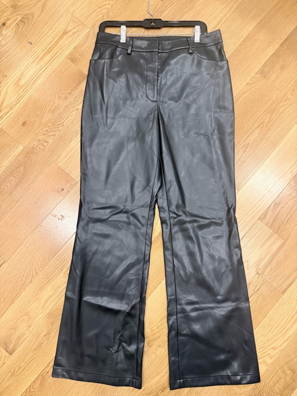 Scoop NYC Black Faux Leather Wide-Leg Trousers